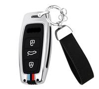 ontto Coque de clé de Voiture pour Audi A6 C8 S6 RS6 A3 S3 RS3 A8 S8 RS8 A7 S7 Q7 SQ7 Q8 SQ8 E-tron 2018-2021 Coque de Protection en métal pour clé de Voiture Argenté