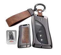ontto Coque de clé de voiture - Pour Lexus NX300H GX460 UX 300E LBX ES300h ES350 UX250h LS500h - En cuir - Avec porte-clés - 2/3/4 boutons - Marron
