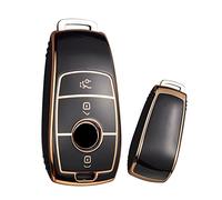 ontto Coque de clé de Voiture pour Mercedes Benz A C E S G Classe GLC CLE CLA GLB GLS W177 W205 W213 W222 X167 AMG Étui de Protection en Silicone TPU pour clés Doré Noir