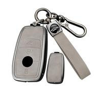 ontto Coque de e voiture pour Mercedes Benz A C E S G LC CLE CLA GLB GLS W177 W205 W213 W222 X167 S63 S65 AMG Étui de protection en cuir métallique Porte-clés 3 boutons Gris