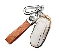 ontto Coque de clé de voiture pour Tesla Model X Smart Key Case en TPU pour clé de voiture Beige