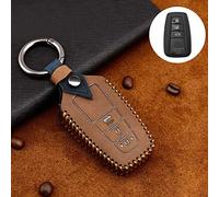 ontto Coque de e Voiture Pour Toyota Camry CH-R Prius RAV4 86 Corolla Yaris Land Cruiser Prado Étui Cas pour télécommande de clé voiture en Cuir Protection de vec porte-clés 3 Boutons-marron