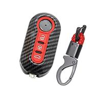 ontto Coque de clé de Voiture Rabattable Compatible avec Fiat 500 500C 500L 500X Qubo Panda Punto Lancia Ypslon Delta Grande Bravo Boîte à clés Protection de clés Porte-clés Couvercle 3 Boutons Rouge