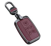 ontto Coque de clé en cuir anti-rayures pour Land Rover - Protection complète pour Defender Discovery Sport Fit pour Jaguar - Rouge