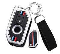 ontto Coque de clé Moto Convient pour BMW R1250R S1000R R1250GS 900XR R1250 RT F900R GS 1200 ADV F750GS F850GS K1600GT Télécommande Coque de Protection Métal Porte-clés -B Argent