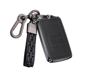 ontto Coque de e voiture compatible avec R-enault Koleos Captur Megane Clio Scenic Talisman Arkana Dacia Sandero Austral 4 boutons Porte-clés en métal et cuir Noir