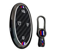 ontto Coque de protection en métal avec porte-clés pour Hyundai Tucson NX4 Kona SX2 Ioniq 6 Grandeur Azera Elantra Sonata 2022-2025, 5 boutons - Noir