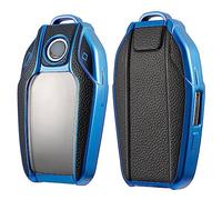ontto Coque de protection en TPU pour e voiture BMW Série 8 7 Série 5 i8 i12 i15 Display 740i 528Li 540Li G11 G12 G30 G31 X3 G01 X4 X5 X7 Étui de protection en cuir bleu