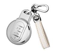 ontto Coque de Protection pour clé de Voiture BMW Mini Coque de Protection en Silicone TPU pour Mini F54 F55 F56 F57 F60 Cooper S D Works Clubman Cabriolet Countryman Télécommande Blanc