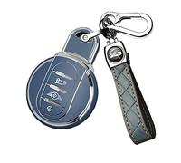 ontto Coque de Protection pour clé de Voiture BMW Mini Coque de Protection en Silicone TPU pour Mini F54 F55 F56 F57 F60 Cooper S D Works Clubman Cabriolet Countryman Télécommande Gris Bleu