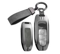 ontto Coque de protection pour clé de voiture compatible avec Audi A3 Sportback 8Y A6 C8 A7 A8 Q4 Q7 Q8 E-Tron 55 RSQ8 SQ7 2020-2025 - Boîtier en métal - 3 boutons - Gris