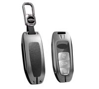 ontto Coque de protection pour clé de voiture compatible avec Audi A3 Sportback 8Y A6 C8 A7 A8 Q4 Q7 Q8 E-Tron 55 RSQ8 SQ7 2020-2025 Boîtier en métal Coque de clé 3 boutons A Noir