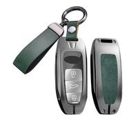 ontto Coque de protection pour clé de voiture compatible avec Audi A3 Sportback 8Y A6 C8 A7 A8 Q4 Q7 Q8 E-Tron 55 RSQ8 SQ7 2020-2025 - Boîtier en métal - Étui à clés - 3 boutons-B - Vert