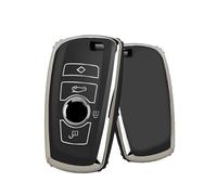 ontto Coque de protection pour clé de voiture compatible avec BMW Série 1, 2, 3, 4, 5, 6 F10 F20 F18 F20 F30 X3 X4 M3 M4 3GT 5GT - En silicone - 4 touches - Argenté et noir