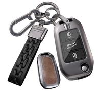 ontto Coque de Protection pour clé de Voiture - Compatible avec P-eugeot 208 3008 308 508 Expert Partner 301 2008 Tepee Berlingo Jumpy - Boîtier en métal - 3 Boutons - Marron