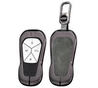 ontto Coque de protection pour e voiture compatible avec Xiaopeng Xpeng P5 P7 P9 G6 G9 G3i X9 4 boutons Boîtier en métal pour clé Étui porte-clés Accessoires-A Gris