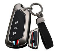 ontto Coque de protection pour clé de voiture - Convient pour VW Golf 8 ID.5 ID.6 ID.7 Tiguan Passat - Pour Skoda Octavia Enyaq 2020-2025 - En silicone - Avec porte-clés - D - Noir