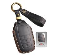 ontto Étui clé rétro Compatible avec Toyota CHR GR Sport 2023 Yaris Cross 2025 Hybrid Corolla Touring Sports 2024 Housse en cuir pour télécommande de voiture et clé à 2 boutons, 3 Tasten Schwarz