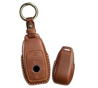 ontto Étui de clé de voiture en cuir - Convient pour Mercedes Benz E C S GLC Classe E200 E400 E63 W213 S550 S560 C260 A200 AMG - 3 boutons - Marron