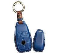 ontto Étui de clé de Voiture en Cuir - Convient pour Mercedes Benz E C S GLC Classe E200 E400 E63 W213 S550 S560 C260 A200 AMG - 4 Boutons - Bleu