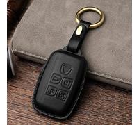 ontto Étui de clé de voiture en cuir pour Land Rover Discovery Freelander Range Rover Sport Evoque Vogue Jaguar XF XJ - Noir A