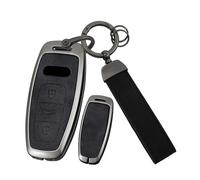ontto Étui de clé de voiture Étui de protection en cuir pour clé de voiture Convient pour Audi A3 A6 A7 A8 E-Tron S6 RS6 S7 RS7 Q7 SQ7 Q8 SQ8 2019-2024 Accessoires Étui de clé 3 boutons-B Noir