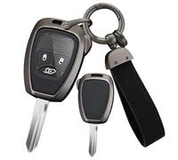 ontto Étui de e Voiture Étui pour onvient pour Jeep Grand Cherokee Wrangler JK Commander pour Dodge Nitro Calibe Alliage Cuir Clés Boîte à Clés Porte-clés Accessoires de Voiture - C Noir
