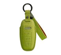 ontto Étui de clé en cuir compatible avec Audi A6 C8 A3 8Y E-tron Q4 Q7 Q8 2024 2023 2022 2021 20219 - Coque de protection pour clé de voiture - 3 boutons - Vert