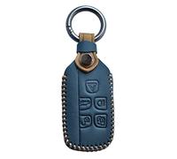 ontto Étui de Protection en Cuir de Vachette pour clé de Voiture Defender Land Rover Discovery Evoque Freelander LR4 Range Rover Sport Jaguar XE XF XJ F-Pace Bleu