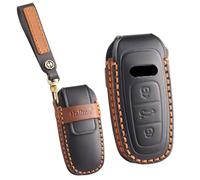 ontto Étui de protection en cuir pour e voiture - Porte-clés - Convient pour Audi A3 Hybrid 8Y A6 C8 A8 55 TFSI E-Tron 66 Q7 Q8 E-Tron Sportback 2020-2024 - 3 boutons - Noir