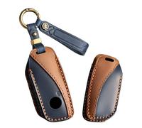 ontto Étui de protection pour clé de voiture avec porte-clés à 4 boutons - Convient pour BMW Série 1, 2, 3, 4, 5, 6, 7 X5, X6, GT3, GT5, M4, M5, M6, F10, F11, F20, F30 - En cuir, C bleu.