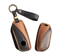 ontto Étui de protection pour clé de voiture avec porte-clés à 4 boutons - Convient pour BMW Série 1, 2, 3, 4, 5, 6, 7 X5, X6, GT3, GT5, M4, M5, M6, F10, F11, F20, F30 - En cuir, c noir