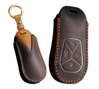 ontto Étui de protection pour e voiture avec porte-clés - Convient pour Xiaopeng Xpeng P7 P5 G3 G6 G9 G3i - Étui de protection en cuir véritable - 4 boutons - Noir