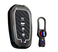 ontto Housse de clé avec porte-clés Convient pour Toyota C-HR Corolla Cross Aygo X Yaris 4 GR Avensis BZ4X GT86 RAV4 Auris Prado Clé de voiture en métal Housse de protection Clé avec 4 boutons - Noir