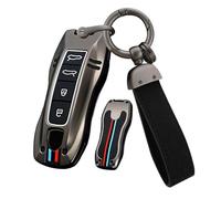 ontto Keyless Coque de Protection en métal pour clé de Voiture Porsche Panamera Cayenne 971 911 9YA Macan Boxster Télécommande Porte-clés 4 Boutons Noir
