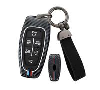 ontto Keyless Coque de protection pour clé de Hyundai Tucson NX4 N-Line Ioniq 5 Santa Fe TM Nexo Grandeur 2021 2022 2023, protection en fibre de carbone, métal, 6 boutons