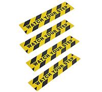 ONTWIE Lot de 4 Panneaux de sécurité Bandes Adhésives Antidérapantes Avec Inscription Watch Your Step - 15 x 60 cm