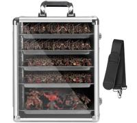 ONUEMP Étui de rangement miniature avec 5 plateaux métalliques magnétiques et bandoulière réglable - Étui de transport avec porte de sécurité en acrylique transparent - Cadeau pour les amateurs de