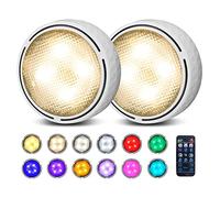 Onumii Veilleuse à pile, RGBW Lampe LED sans fil, Lampe Spot LED, Lampe d'armoire pour pour Penderie/Placard Étagère/Entrée/Cuisine/Passage [Lot de 2 Blanc]