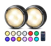 Onumii Veilleuse à pile, RGBW Lampe LED sans fil, Lampe Spot LED, Lampe d'armoire pour pour Penderie/Placard Étagère/Entrée/Cuisine/Passage [Lot de 2 Noir]