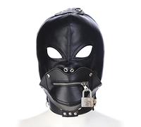 OnundOn Bondage SM Masque de tête en cuir avec fermeture éclair et serrure Fétichisme Liens Jouet sexuel pour couples
