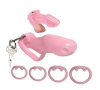 OnundOn ceinture de chasteté cage à pénis pour hommes chasteté 4 cockrings (rose)