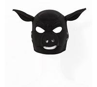 OnundOn Masque de cochon en cuir pour jeux de fête d'Halloween - Masque intégral pour la Saint-Valentin - Pour homme et femme - Noir