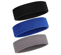 ONUPGO Bandeau Anti-Transpiration pour Hommes et Femmes - Ensemble de 3 Bandes de Sport Évacuant l'Humidité en Coton Éponge Athlétique Absorbant la Transpiration (Noir/Gris/Bleu)