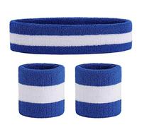 Onupgo Ensemble bandeau et serre-poignets de sport - en coton, A3 Blue/White/Blue