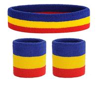 ONUPGO Ensemble de Bandeau (3 pièces) Sports Bandeau Poignet rayé Sweatband Tissu éponge Poignet Athletic Exercice Basketball Poignet Bandeau et Bandeaux humidité Mèche Sweat Head Band Absorbant