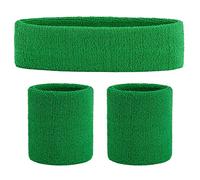 ONUPGO Ensemble de Bandeau (3 Pièces) Sports Rayé Sweatband Tissu Éponge Athletic Exercice Basketball Poignet Humidité Mèche Sweat Head Band Absorbant
