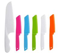 Onupgo - Lot de 4 couteaux de cuisine en plastique avec lame dentelée, pour enfant - Couteau à fruit, couteau à pain, couteau à gâteau A1 -6 Pack Colors