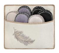 ONVAYA® Ensemble de 6 paires de pantoufles en feutre avec semelles antidérapantes en ABS Livré dans une pantoufle blanc crème avec motif de plume Tailles 36 à 45 Pantoufles pour invités