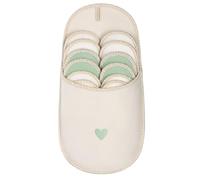 ONVAYA® Lot de 6 paires de pantoufles en ABS - Petit cœur vert - Semelle antidérapante - Chaussons en feutre - Taille 36-45, Beige Petit cœur vert, 36/45 EU